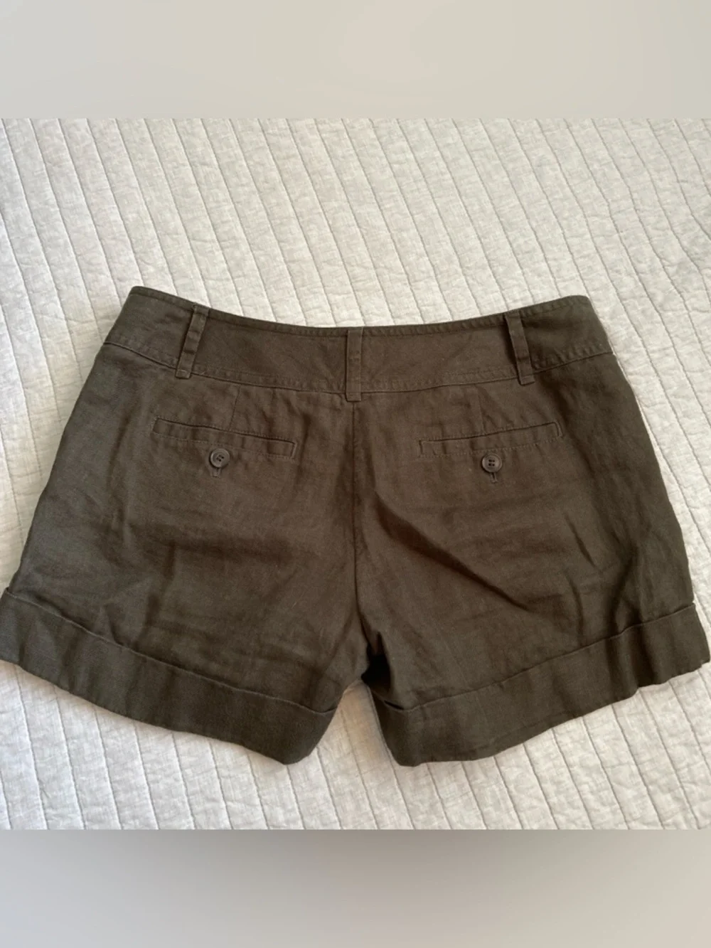 Limited Vtg 90’s Y2K green utility linen cuffed festival short shorts 6 - Picture 5 of 8